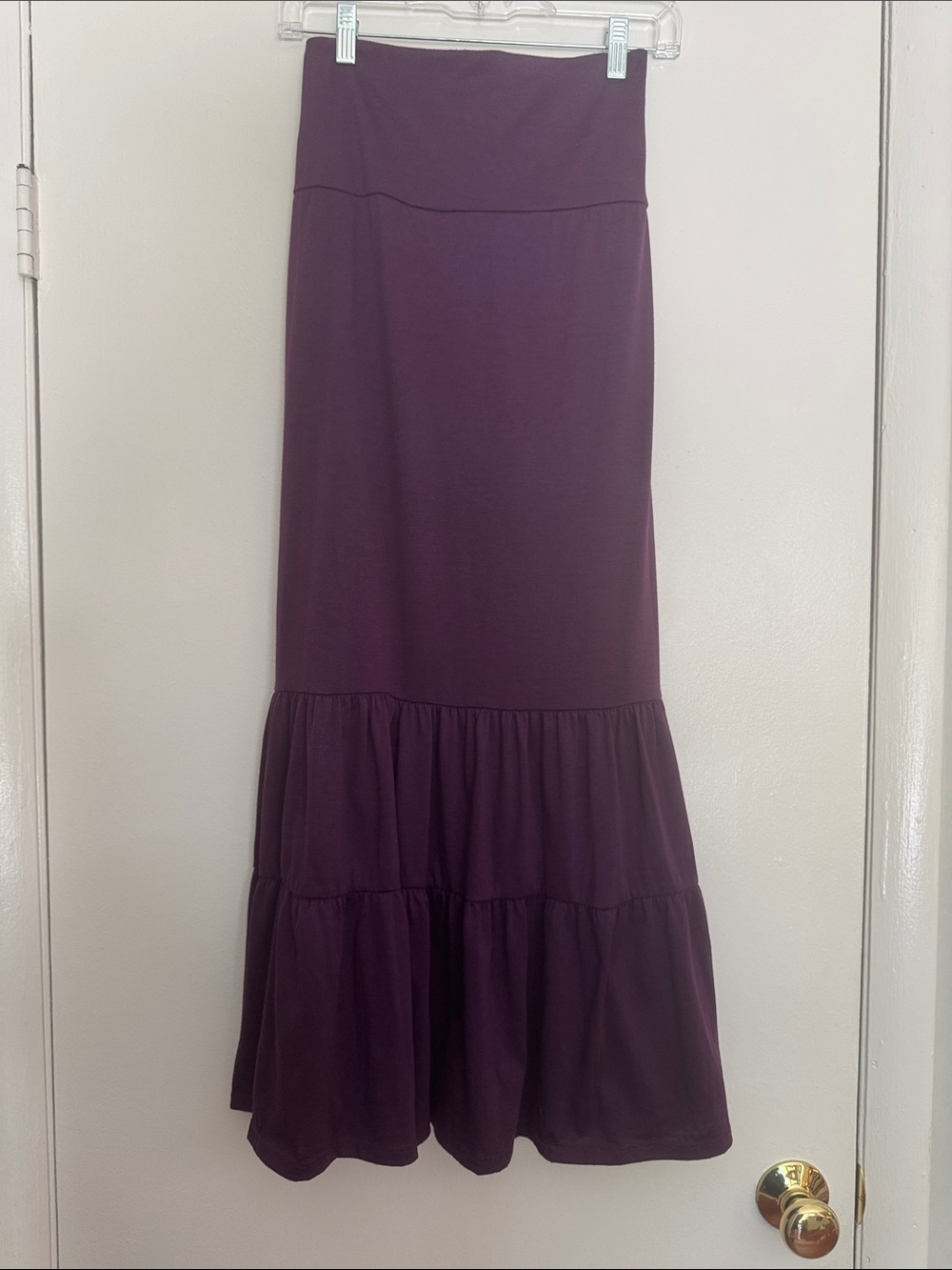 Women's Tiered Maxi Skirt in Plum